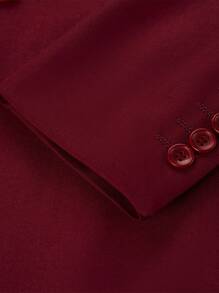 Furuyal 男士纯色单排扣长袖修身西装外套，适合派对、婚礼、通勤、商务场合，深酒红色，尺码 XS-3XL - 酒紅色 - 查看 8