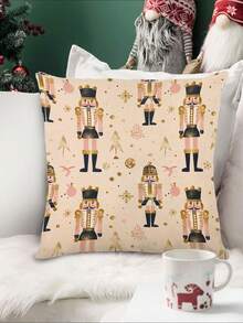 1pc Pink Christmas Nutcracker Pattern Table Runner, Christmas Home Decor Table Runner, Indoor/Outdoor Party Supplies & Room Decoration, Suitable For Christmas Family Kitchen Decoration And Christmas Event Party Decoration