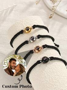 1pc Custom Photo Projection Bracelet, Stainless Steel Colorful Braided Couples Bracelet, Suitable For Men & Women, Couples, Family, Photo Memory, Personalized Gift For Holiday, Mother's Day, Father's Day For Her, Friends For Anniversaries, For Valentine's Day, For Mother's Day, For Birthdays Graduation Father's Day Weddings, For Daily Wear, For Party, For Prom,Customized Fashion Photo Bracelets,Look Glamour,Black,Silver,Gold,Stylish,Colorful,Vintage,Simple,Unisex,Casual,Cuties,Custom,Personalized,Unique,Ideal Gifts For Him,Ideal Gifts For Her,Her,Boyfriend,Girlfriend,Dad,Mom,Family,Friends,For Anniversaries,For Birthdays,For Graduation,For Prom,For Party