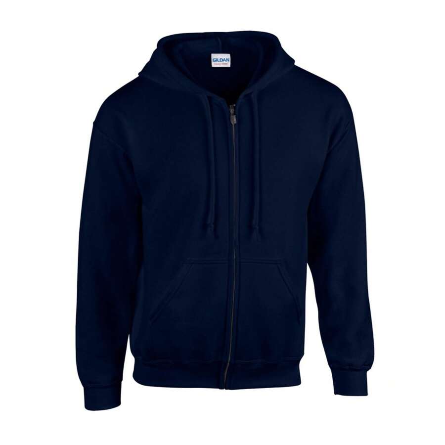 Gildan Mens Heavy Blend Full Zip Hoodie (Navy) - Blue - View 1