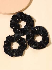 3件套 丝绒金星发圈套装 发圈 发饰 发绳 扎马尾发圈 发饰 弹性发带 - 黑色 - 查看 4