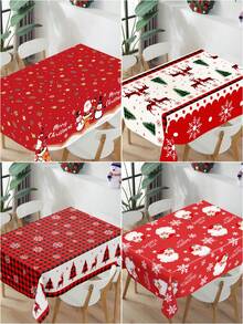1pc 130*220cm Christmas Design Plastic Table Runner, Santa Claus Snowman Penguin Snowflake Elk Christmas Tree Design Plastic Table Runners, Christmas Party Disposable Tablecloth Table Cover Perfect Decoration For Christmas 2025 New Year Home Christmas Party Room Dinning Table Decoration Supplies, Christmas Ornaments, Christmas Gifts, Christmas Decoration Birthday Christmas Decorations Winter Room Decor - Christmas Wallpaper - View 1
