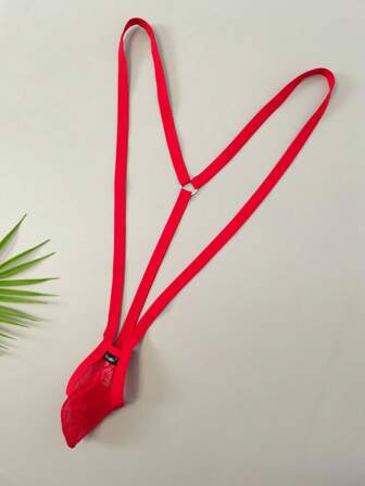 DomiGe 1pc Soft Red Mesh Spaghetti Strap Men Sexy G-String Lingerie