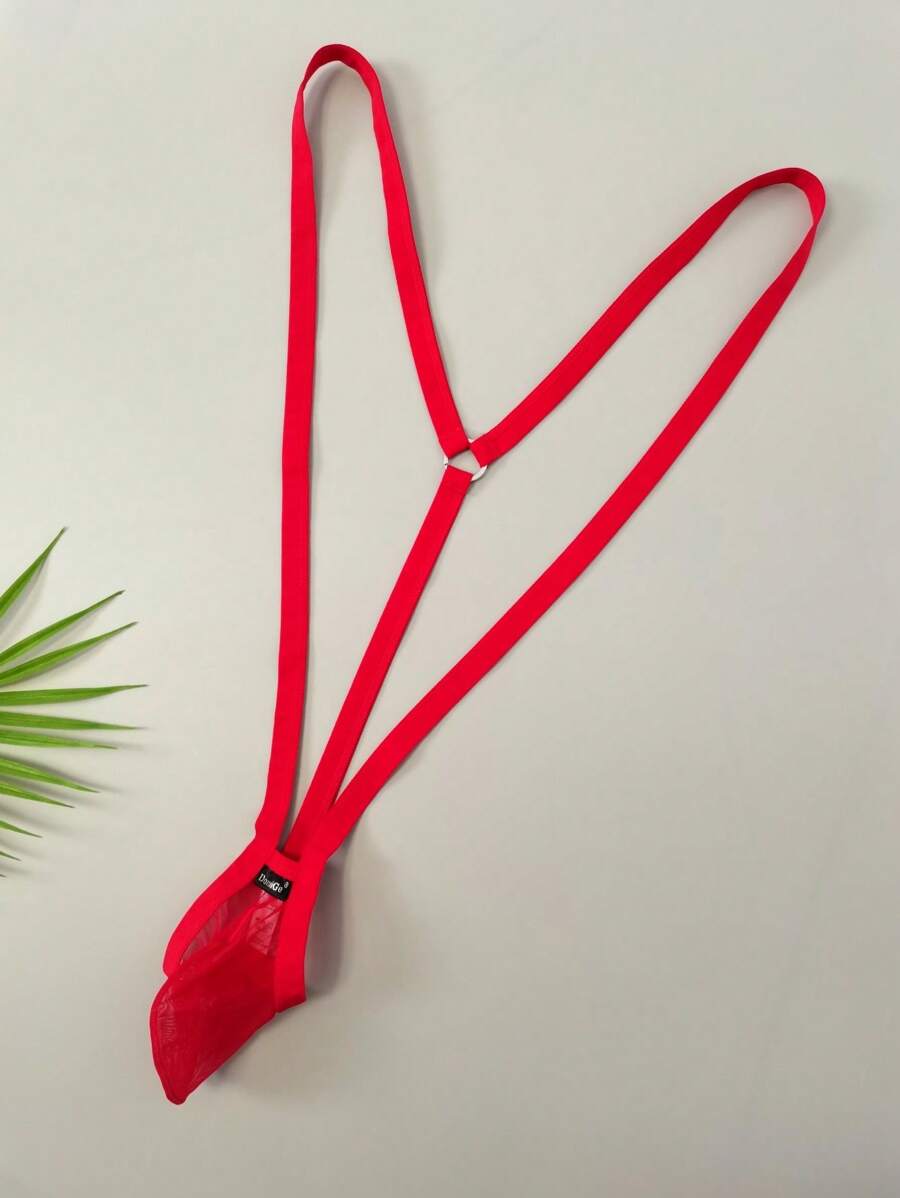 DomiGe 1pc Soft Red Mesh Spaghetti Strap Men Sexy G-String Lingerie - Red - View 1