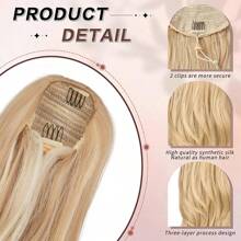22inch/55cm Drawstring Ponytail Extension Multi-Layered Hairpieces Stand Up High Pony Tails Long Straight To Curly Hair Extensions Clip In Ponytails Highlight Soft Natural Synthetic Hairpiece Black Ash Brown Blonde For Daily Party Halloween Christmas - Ash Brown mix Ash Blonde - Xem 6