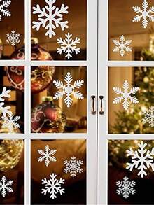 Đồ trang trí bông tuyết Giáng sinh, Miếng dán cửa sổ tĩnh điện, Đồ trang trí bông tuyết, Miếng dán Giáng sinh cho kính - Nhiều màu - Xem 3