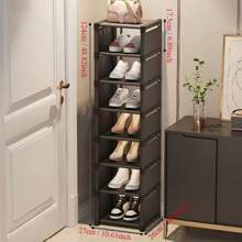 1pc Household Shoe Storage Rack, Multi-Layer Doorstep Shoe Storage Rack, Shoe Cabinet, Easy To Install, Household Items Cloth Shoe Storage,Cozy Home Requirements - Black - View 4
