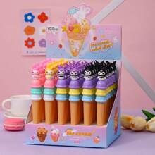 Sanrio 1pc/4pcs 4 Colors Ice Cream Gel Pen Highly Attractive Black Gel Pen 0.5 Student Stationery Prize