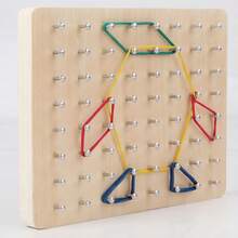 Đồ chơi giáo dục sớm Montessori cho trẻ em bằng gỗ đồ chơi giáo dục hình học sáng tạo đồ họa bảng móng tay cho trẻ em đồ chơi giáo dục sớm trò chơi toán học giáo dục đồ chơi (Số lượng màu dây thun ngẫu nhiên) - Nhiều màu - Xem 7