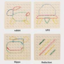 Đồ chơi giáo dục sớm Montessori cho trẻ em bằng gỗ đồ chơi giáo dục hình học sáng tạo đồ họa bảng móng tay cho trẻ em đồ chơi giáo dục sớm trò chơi toán học giáo dục đồ chơi (Số lượng màu dây thun ngẫu nhiên) - Nhiều màu - Xem 9