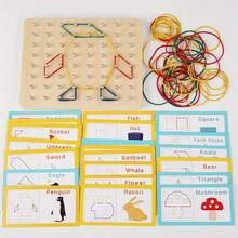 Đồ chơi giáo dục sớm Montessori cho trẻ em bằng gỗ đồ chơi giáo dục hình học sáng tạo đồ họa bảng móng tay cho trẻ em đồ chơi giáo dục sớm trò chơi toán học giáo dục đồ chơi (Số lượng màu dây thun ngẫu nhiên) - Nhiều màu - Xem 6