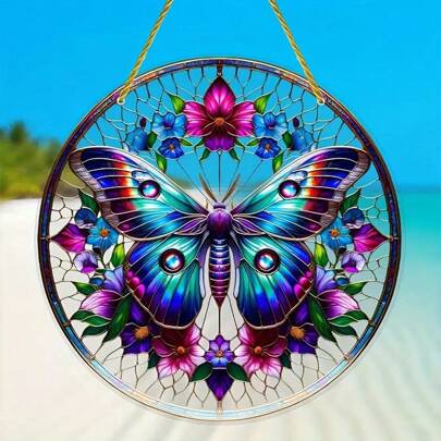 Imaginative Butterfly Sun Catcher - 8 Inch X 8 Inch Circular Garden And Window Decor, Perfect For Porch And Wall Art, Ideal Outdoor Seasonal Gift,Home Decor ,Room Decor,Wall Decor Gifts Birthday Graduation