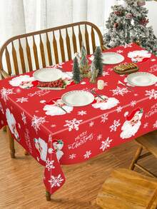 1pc 130*220cm Christmas Design Plastic Table Runner, Santa Claus Snowman Penguin Snowflake Elk Christmas Tree Design Plastic Table Runners, Christmas Party Disposable Tablecloth Table Cover Perfect Decoration For Christmas 2025 New Year Home Christmas Party Room Dinning Table Decoration Supplies, Christmas Ornaments, Christmas Gifts, Christmas Decoration Birthday Christmas Decorations Winter Room Decor - Christmas Wallpaper - View 7