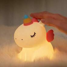Kids Favorite Unicorn Night Light Sleep Timer Rechargeable Baby Sleeping Night Light Soft Silicone Bedside Lamp For Holiday Gift