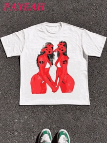 PAYEAH 1 Pcs 100% Cotton Sicko Two Seven University T-Shirt Graphic Print T Shirt  Tops TEE 220g Heavy Cotton T Shirt