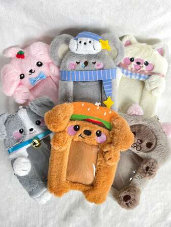 Neutral Cartoon Animal Plush Card Holder Pendant, Celebrity Card Cafeteria ID Card Storage Stuffed Doll, Super Soft Design For Back To School, Room Decor Accessories