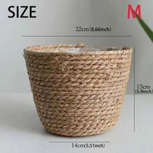 1 chậu hoa đan sẵn có, giỏ mây đựng đồ để bàn, thùng đựng đồ lưu trữ - Nhiều màu - Xem 9