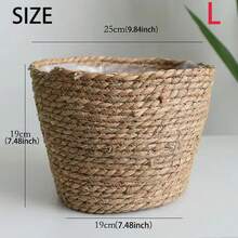 1 chậu hoa đan sẵn có, giỏ mây đựng đồ để bàn, thùng đựng đồ lưu trữ - Nhiều màu - Xem 10