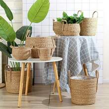 1 chậu hoa đan sẵn có, giỏ mây đựng đồ để bàn, thùng đựng đồ lưu trữ - Nhiều màu - Xem 11