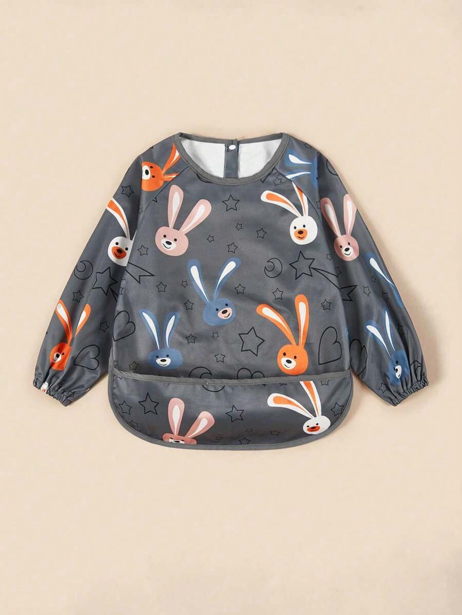 兔子圖案嬰兒長袖圍兜
