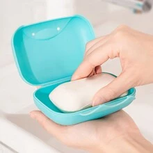1pc Portable Travel Soap Dish, Waterproof Soap Box With Cover And Lock Clasp, Solid Color Plastic Soap Tray, Soap Storage Box, Bathroom Travel Accessories Home Bathroom Decor Fall Decor Back To School - Multicolor - View 11