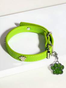 1 件适用于小型犬和猫的宠物项圈，可调节小狗项圈项链 - 綠色 - 查看 21