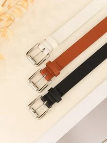 Bộ 3 thắt lưng da PU họa tiết dành cho nữ, thích hợp cho váy, thanh lịch và thời trang, nhiều màu sắc - Nhiều màu - Xem 2