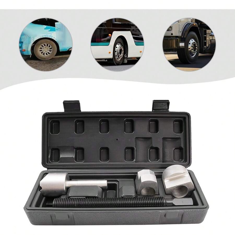 Juego separador de ruedas duales, herramienta de extracción del cubo de la rueda, juego de herramientas separadoras manuales portátiles para separar dos ruedas con estuche para herramientas - Negro y plata - Ver 1