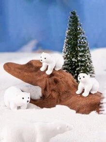 5pcs/6pcs/10pcs Mini Polar Bear Decorative Statues Miniature Polar Bear Statues Christmas Tree Decorations Suitable For Snow Scenery Creative Arctic Animal Decoration Holiday Decoration Craft Accessories Indoor And Outdoor Display Home Decor Christmas Decorations Room Decor