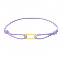 1 件不锈钢手链金色椭圆形金属扣蜡线皮革可调节尺寸手链男女情侣 DIY 手链 - 單環金色 - 查看 20