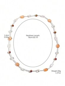 1 件秋冬绿松石玻璃珠串珠女士长项链毛衣链，时尚外饰，用于搭配服装 - 多色玻璃 - 查看 4