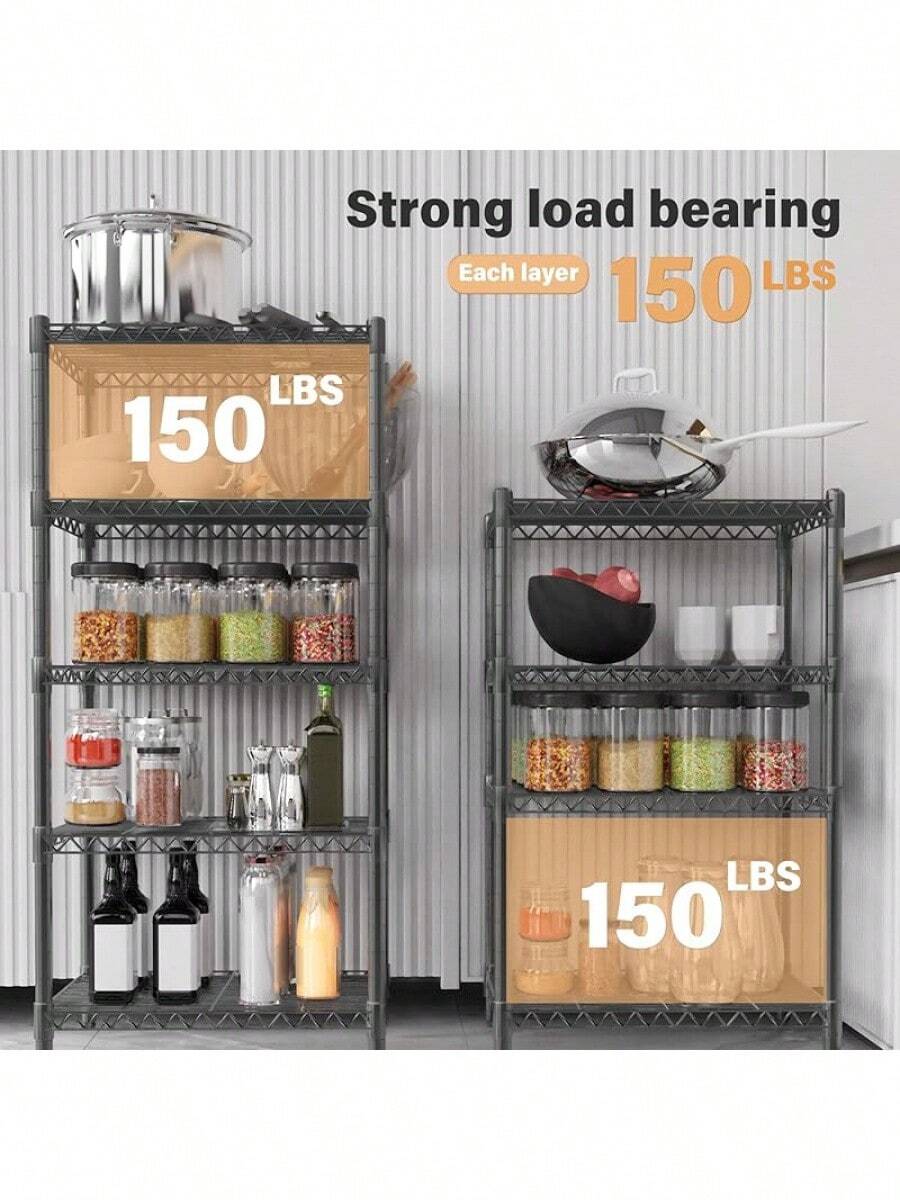 4 Tier Gray Storage Racks And Shelves Heavy Duty Steel Material