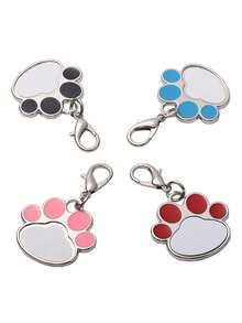 个性化可定制宠物图片猫爪钥匙扣吊坠，可爱吊坠，时尚背包吊坠，龙虾扣吊坠（1 件） - 粉色 - 查看 3