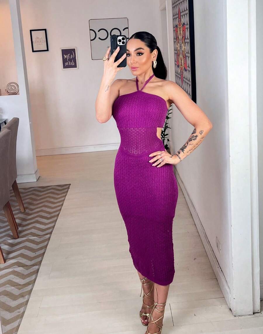 Amanda Long Dress - 玫瑰紅 - 查看 1