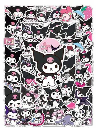  50 张 2-3 英寸官方授权 Sanrio KUROMI 乙烯基防水儿童涂鸦贴纸，适用于笔记本电脑、水瓶、保险杠、电脑、手机、笔记本贴纸和贴花