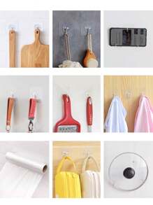 30pcs Transparent Adhesive Hooks, Wall Mounted Sticky Hooks For Kitchen, Bathroom, Bedroom, Office, Removable And Waterproof, Heavy Duty Suction Cup Hooks For Storage And Organization - Multicolor - View 4
