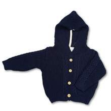 Dubabi Baby Newborn Baby Set 0 To 3 Months Maternity Outfit Boy Knit Coat Hood And Pants - Màu xanh hải quân - Xem 2