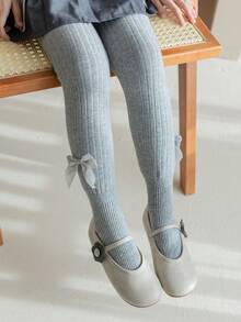 2 双装舒适保暖内衬冬季女童袜 - 温暖、厚实、时尚，带有可爱的蝴蝶结细节，非常适合户外活动 - 彩色 - 查看 3