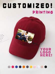 [Customized] 1pc Customizable Printed Photo,Logo,Text Baseball Cap, Unisex Design For Party, Holiday, Anniversary, Collection, ,Colorful,Cute,Adorable,Funny,Y2K,Stylish,Casual,Cuties,Unisex,Custom,Personalized,Unique,Customized,Ideal Gifts For Him,Ideal Gifts For Her,Her,Girlfriend,Friends,Grandparents,Family - Custom Square Photo Logo - View 2