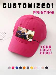 [Customized] 1pc Customizable Printed Photo,Logo,Text Baseball Cap, Unisex Design For Party, Holiday, Anniversary, Collection, ,Colorful,Cute,Adorable,Funny,Y2K,Stylish,Casual,Cuties,Unisex,Custom,Personalized,Unique,Customized,Ideal Gifts For Him,Ideal Gifts For Her,Her,Girlfriend,Friends,Grandparents,Family - Custom Square Photo Logo - View 3