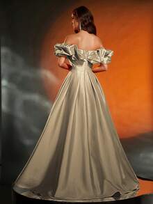 Anymoon Women's Evening Dress With Pleated Bust Detail And High A-Line Skirt, Suitable For Formal Occasions - Champagne - View 2