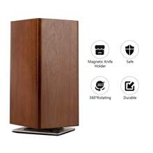 磁性刀座不带刀 11*11*24.6cm 360°可旋转刀架刀座厨房刀具收纳架 - 棕色 - 查看 7
