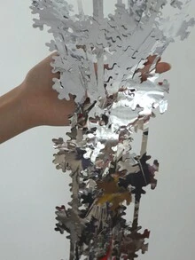 1 Stück - Kreativ gestalteter Schneeflocken-förmiger Regenseidenstoff Vorhang in Baumform, dekorativer Hintergrundwand-Vorhang, Weihnachtsfeier Heim Szenen Dekorationsmaterial