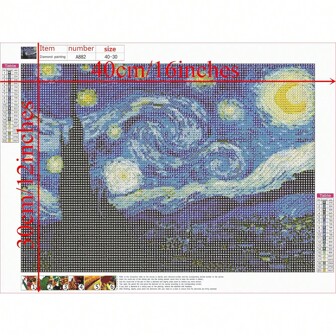 1 st Van Gogh Starry Night diamantmålningssats, 5D diamantkonst Van Gogh full diamantmålningshantverk Vuxna present, heminredning (30 X 40 Cm / 12 X 16 tum)