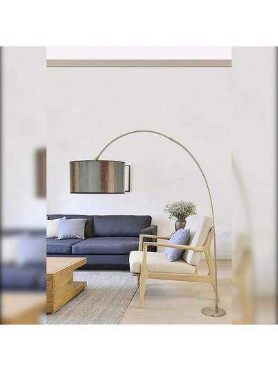 Well Home Vloer Lamp Curved Chrome Metal Straight Shade, Vintage Malaui Collection, 40x40x220, 27 Socket Max 60 W. Free Shipping In 24/48h view 4