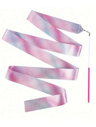 1pc Gymnastic Ribbon With Rotating Wand, Shiny Dancing Ribbon, 78.7 Inches