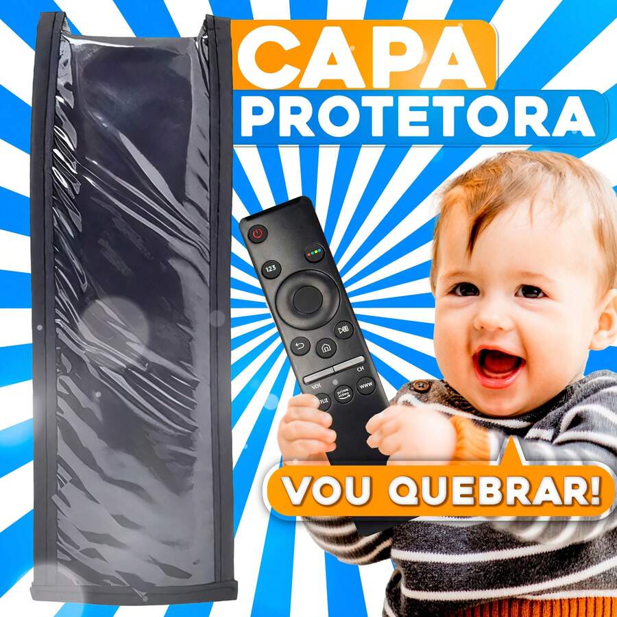 Capa Protetora Para Controle Remoto 22cm x 9cm - Preto - Visão 1