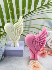 1 件装硅胶模具适用于 DIY 心形翅膀香薰蜡烛石膏香薰石家居装饰配件 - 粉色 - 查看 1