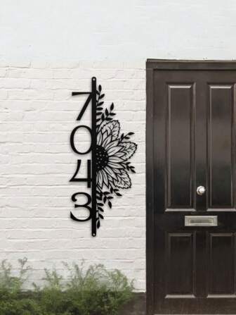 Dreamtimes A Sunflower Address Sign Rose Mandala Address Sign Vertical House Number Sign Sugar Metal Halloween House Number Outdoor Yard Metal Sign Address Sign, Valentine's Day, Valentine's Day Decor Gifts Birthday Graduation,Slow Summer Living Home Decor Back To School Room Decor School Supplies