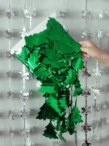 1 Stück - Kreativ gestalteter Schneeflocken-förmiger Regenseidenstoff Vorhang in Baumform, dekorativer Hintergrundwand-Vorhang, Weihnachtsfeier Heim Szenen Dekorationsmaterial